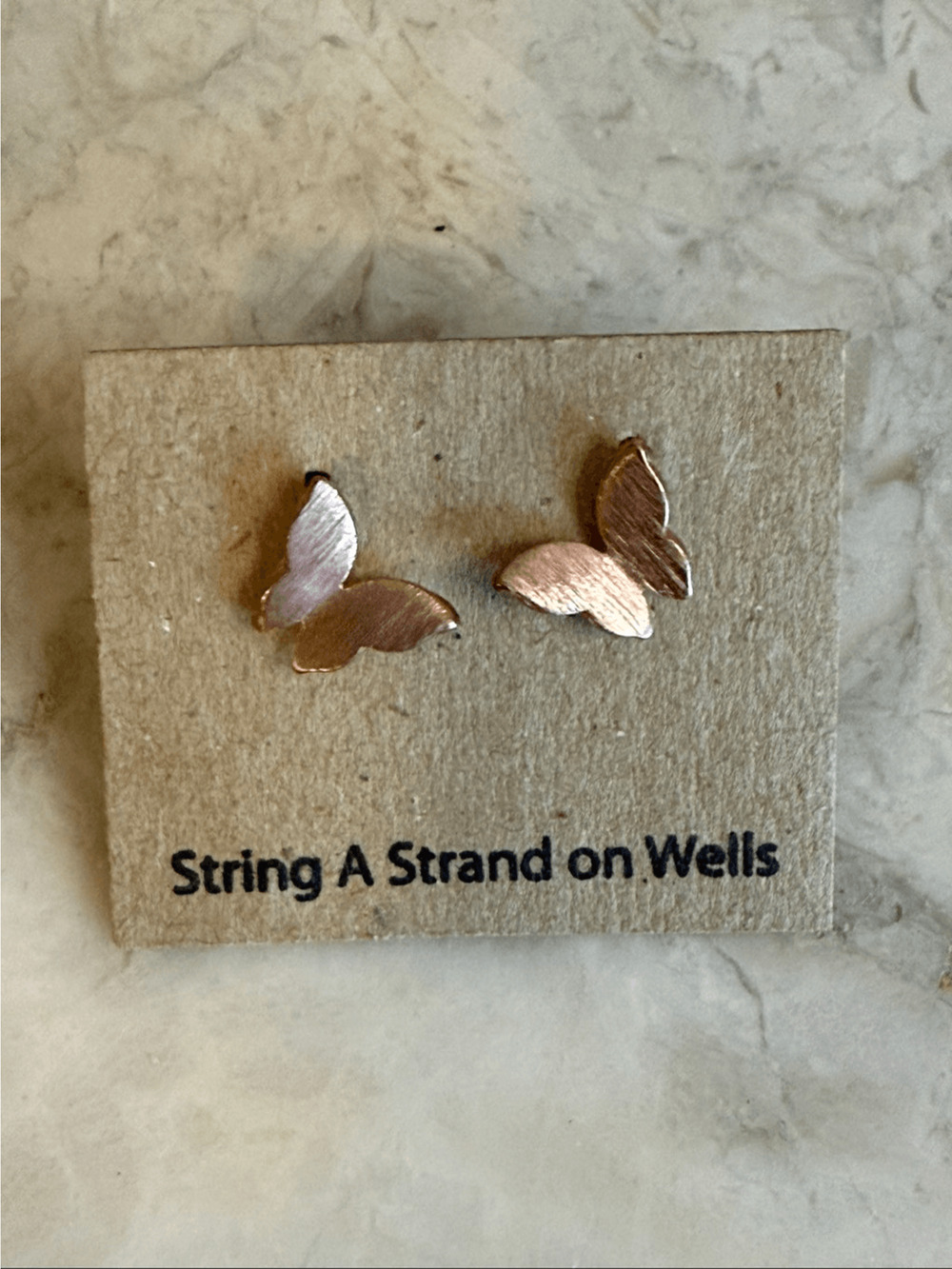 Rose Gold Butterfly Stud Earrings